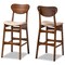 Baxton Studio Katya Mid-Century Modern Sand Fabric and Walnut Brown Finished Wood 2-Piece Bar Stool Set 184-11642-Zoro - alternate 1